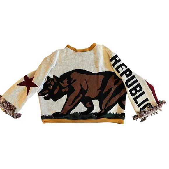 Flag of California Crewneck pullover, upcycled, handmade, Bear, star LG - Picture 1 of 13